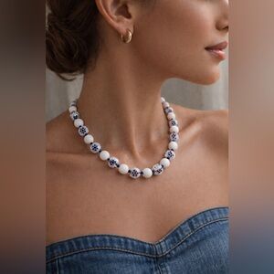 Vintage Hand-Knotted Millefiori Glass Bead Necklace — 16”, Art Glass